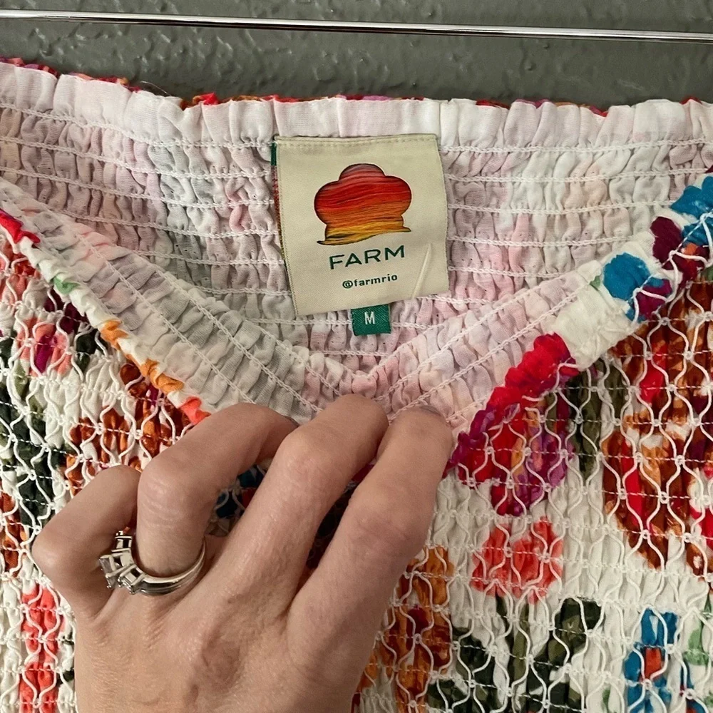 NWOT Farm Rio Spring Bananas Colorful Smocked Mini Skirt Medium